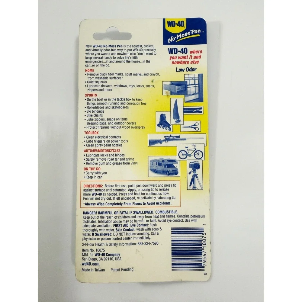 WD-40 No Mess Pen Lubricates Protects Removes 0.26 oz Low Odor‎ WP003-01